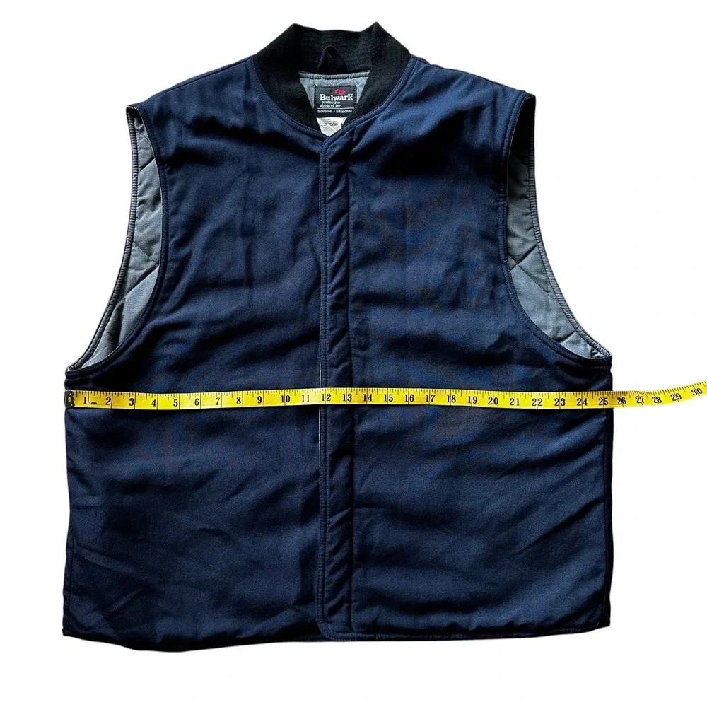 Bulwark FR Nomex Quilted Workwear Vest Navy Blue XXL Made in Canada Vintage